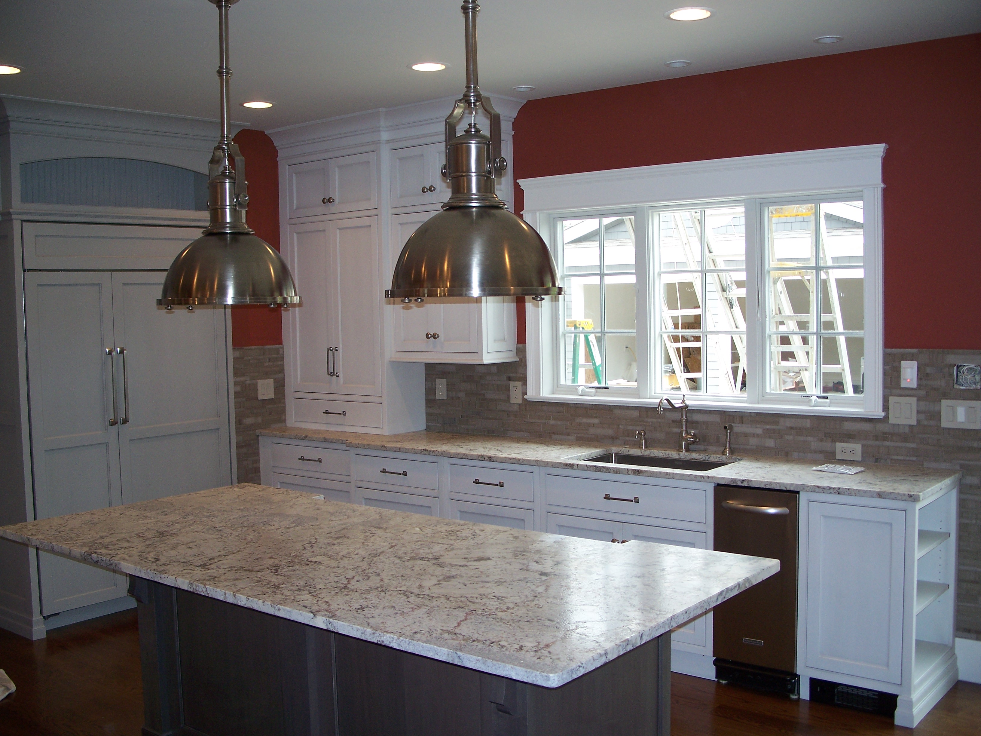 White Spring Leathered Finish Granite Kitchen Countertops New