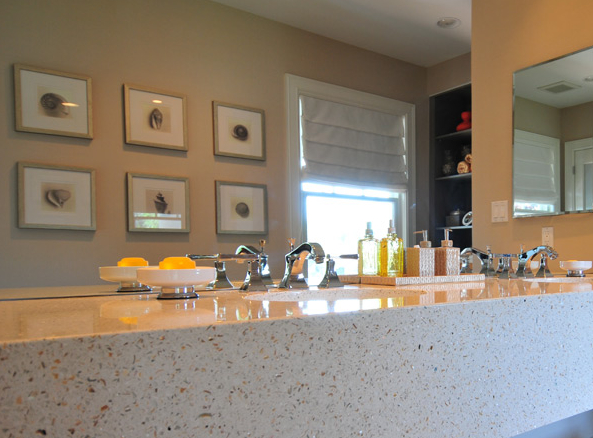 Icestone Concrete and Glass Amber Pearl Vanity Top with Mitre Build Up Edge